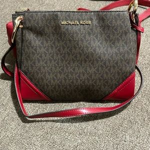 Michael Kors Red & Brown Crossbody